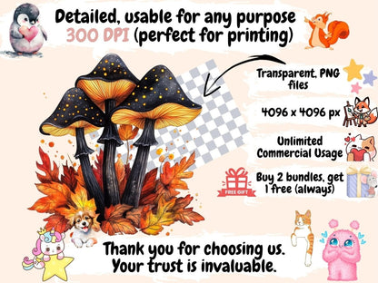 Halloween Mushrooms Watercolor Clipart Creepy Mushroom Art - Wonders Artist