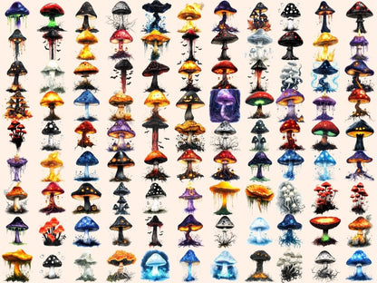 Halloween Mushrooms Watercolor Clipart Creepy Mushroom Art - Wonders Artist
