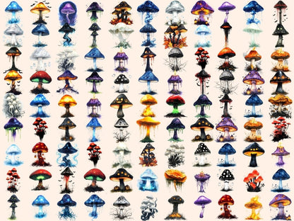 Halloween Mushrooms Watercolor Clipart Creepy Mushroom Art - Wonders Artist