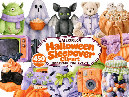Halloween Sleepover Watercolor Clipart — approved cover