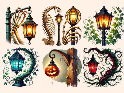 Halloween Streetlights Clipart digital halloween - Wonders Artist