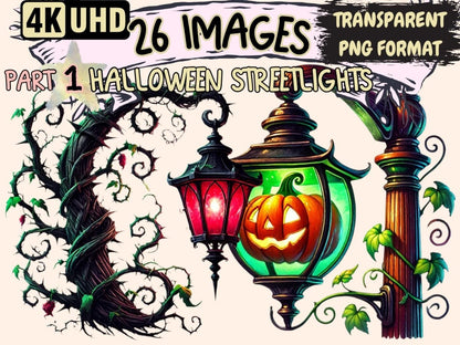 Halloween Streetlights Clipart digital halloween - Wonders Artist