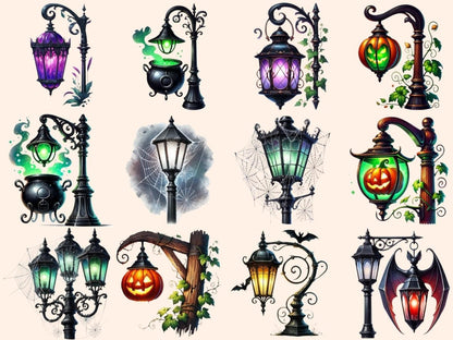Halloween Streetlights Clipart digital halloween - Wonders Artist