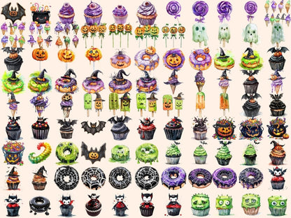 Halloween Sweets Watercolor Clipart Candy Bucket - Wonders Artist