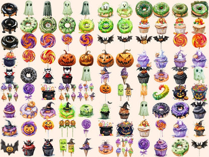 Halloween Sweets Watercolor Clipart Candy Bucket - Wonders Artist