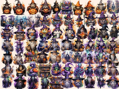 Halloween Wizards Watercolor Clipart halloween clipart - Wonders Artist