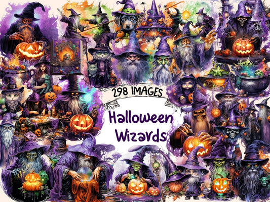 Halloween Wizards Watercolor Clipart - High - Quality Instant Digital Download for Creative Projects