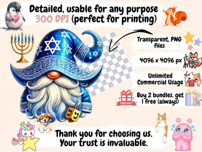 Hanukkah Gnomes Clipart Festive Gnome Art - Wonders Artist