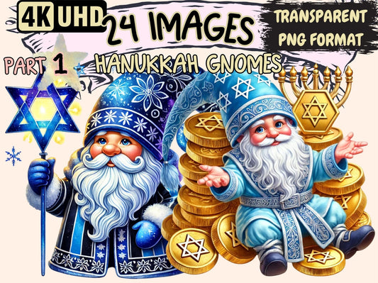 Hanukkah Gnomes Clipart - High - Quality Instant Digital Download for Creative Projects