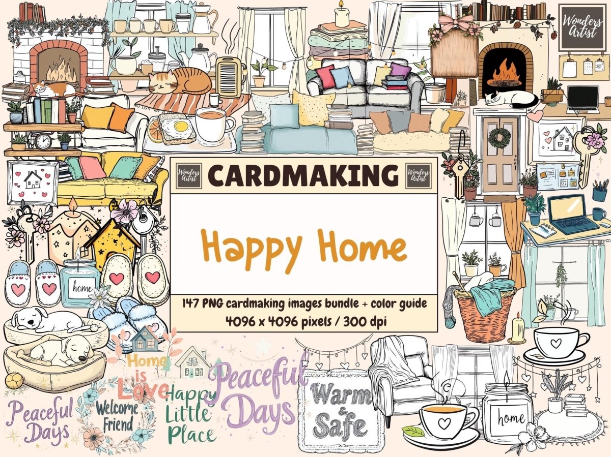 Happy Home Cardmaking Clipart cardmaking clipart cottage home art cozy home png - WondersArtist