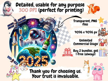 Happy New Year 2025 (P2) Clipart 2025 digital art - Wonders Artist