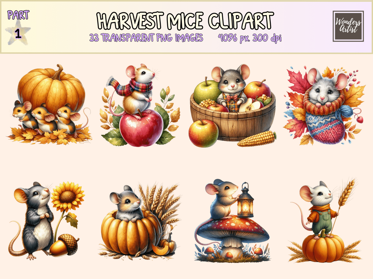 Harvest Mice Clipart All Bundles Clipart Line Art - WondersArtist
