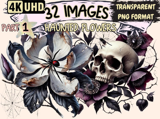Haunted Flowers Clipart digital halloween - Wonders Artist