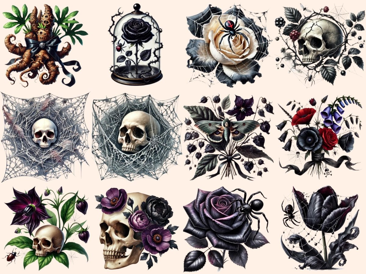 Haunted Flowers Clipart digital halloween - Wonders Artist