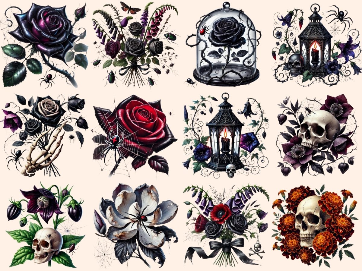 Haunted Flowers Clipart digital halloween - Wonders Artist
