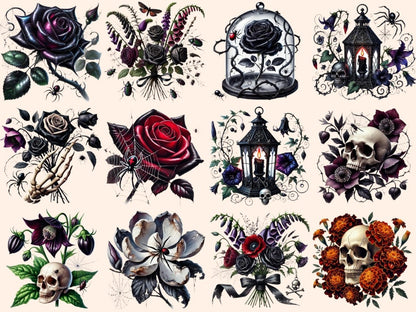 Haunted Flowers Clipart digital halloween - Wonders Artist