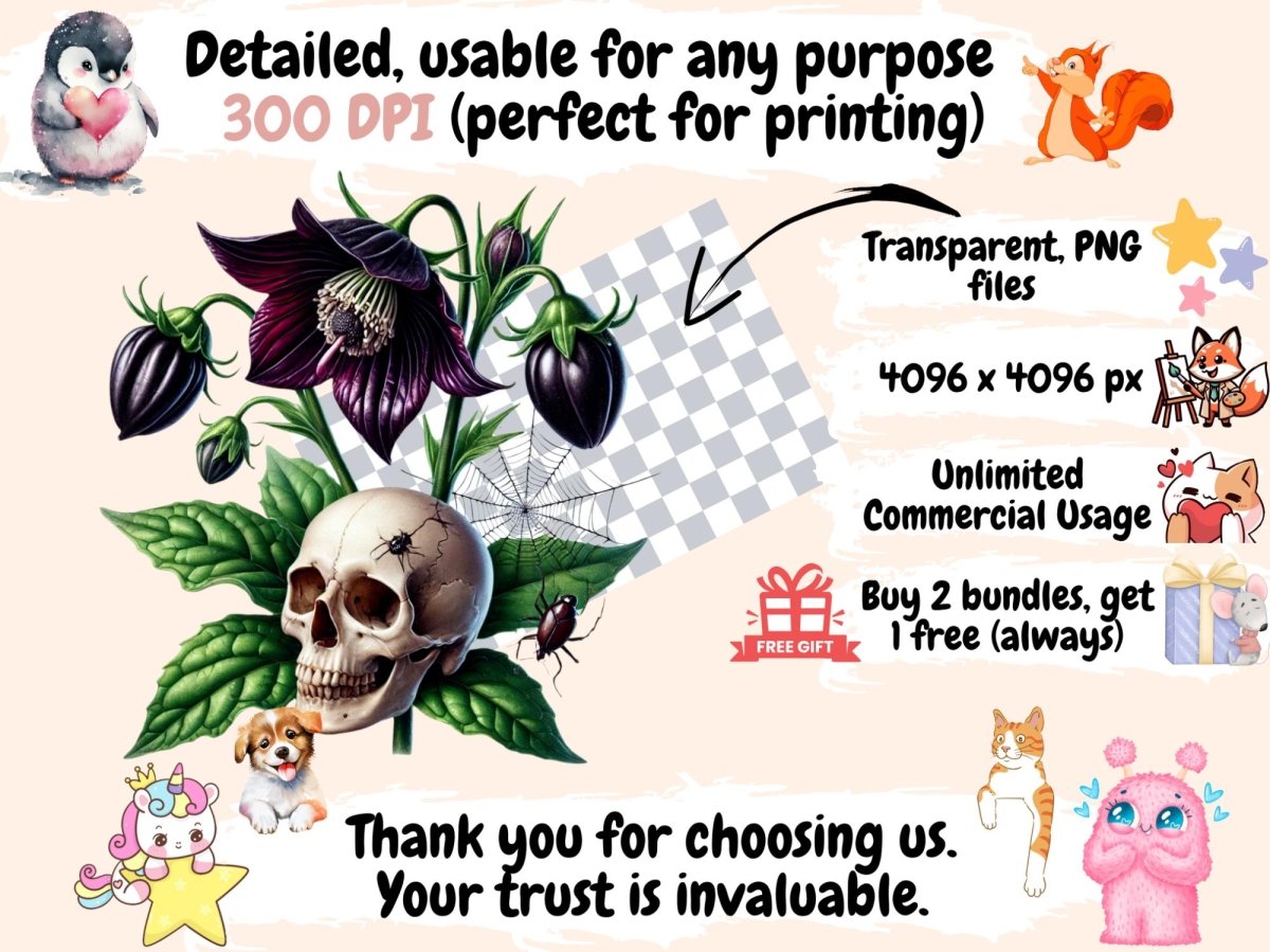 Haunted Flowers Clipart digital halloween - Wonders Artist