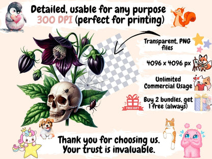 Haunted Flowers Clipart digital halloween - Wonders Artist