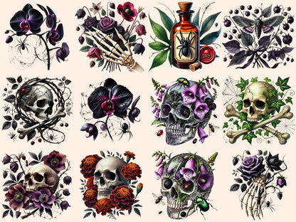 Haunted Flowers (P2) Clipart - High - Quality Instant Digital Download for Creative Projects