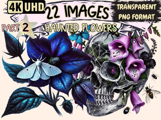 Haunted Flowers (P2) Clipart digital halloween - Wonders Artist