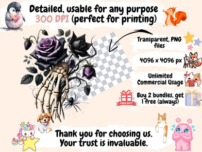 Haunted Flowers (P2) Clipart digital halloween - Wonders Artist