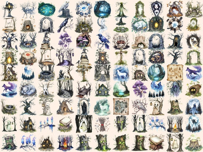 Haunted Forest Watercolor Clipart creepy forest art dark woods png eerie trees clipart - WondersArtist