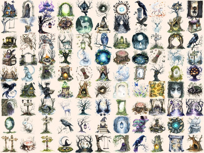 Haunted Forest Watercolor Clipart creepy forest art dark woods png eerie trees clipart - WondersArtist