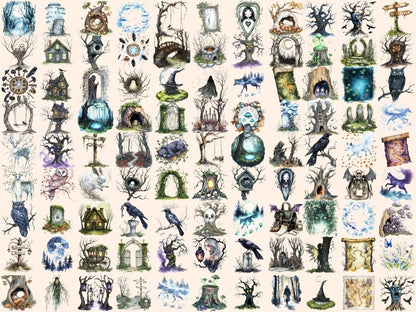 Haunted Forest Watercolor Clipart creepy forest art dark woods png eerie trees clipart - WondersArtist