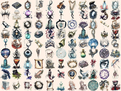 Haunted Mermaids Watercolor Clipart creepy mermaid png dark ocean png eerie mermaid art - WondersArtist