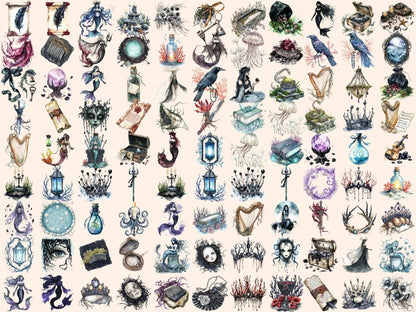 Haunted Mermaids Watercolor Clipart creepy mermaid png dark ocean png eerie mermaid art - WondersArtist