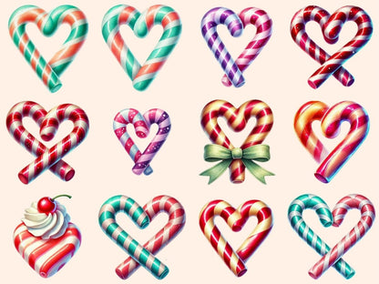 Heart Candy Canes Clipart candy cane clipart candy printables christmas candy png - WondersArtist
