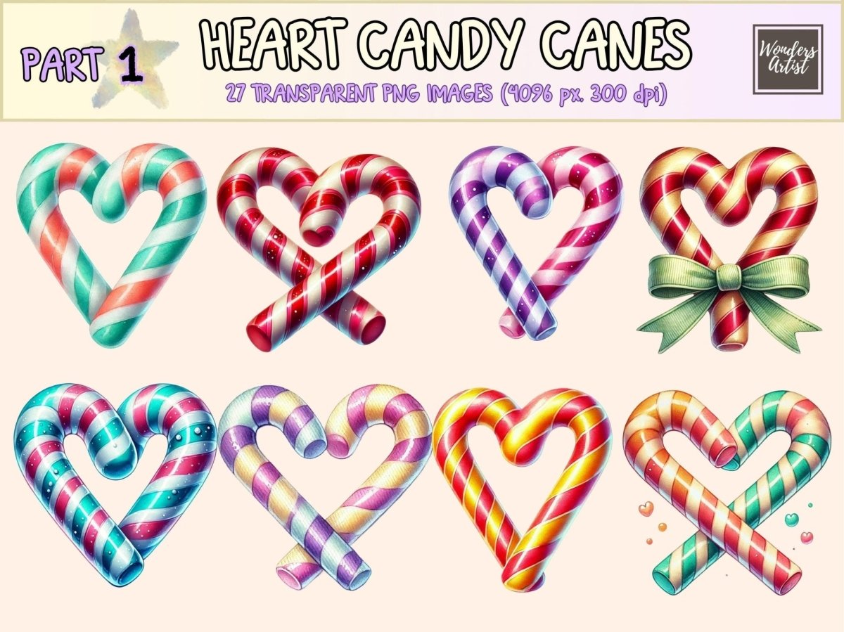 Heart Candy Canes Clipart candy cane clipart candy printables christmas candy png - WondersArtist