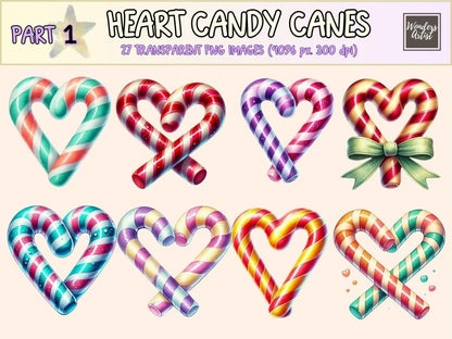 Heart Candy Canes Clipart candy cane clipart candy printables christmas candy png - WondersArtist