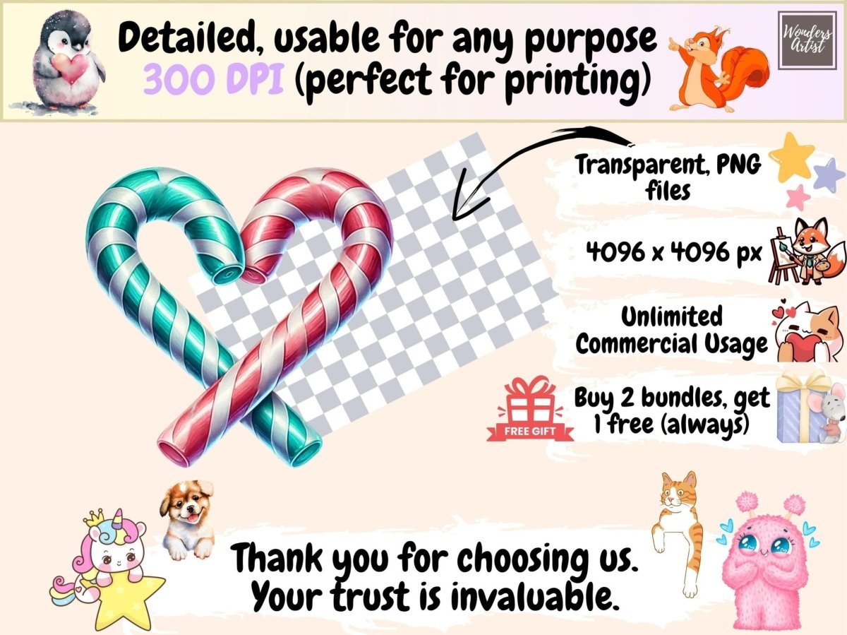 Heart Candy Canes Clipart candy cane clipart candy printables christmas candy png - WondersArtist