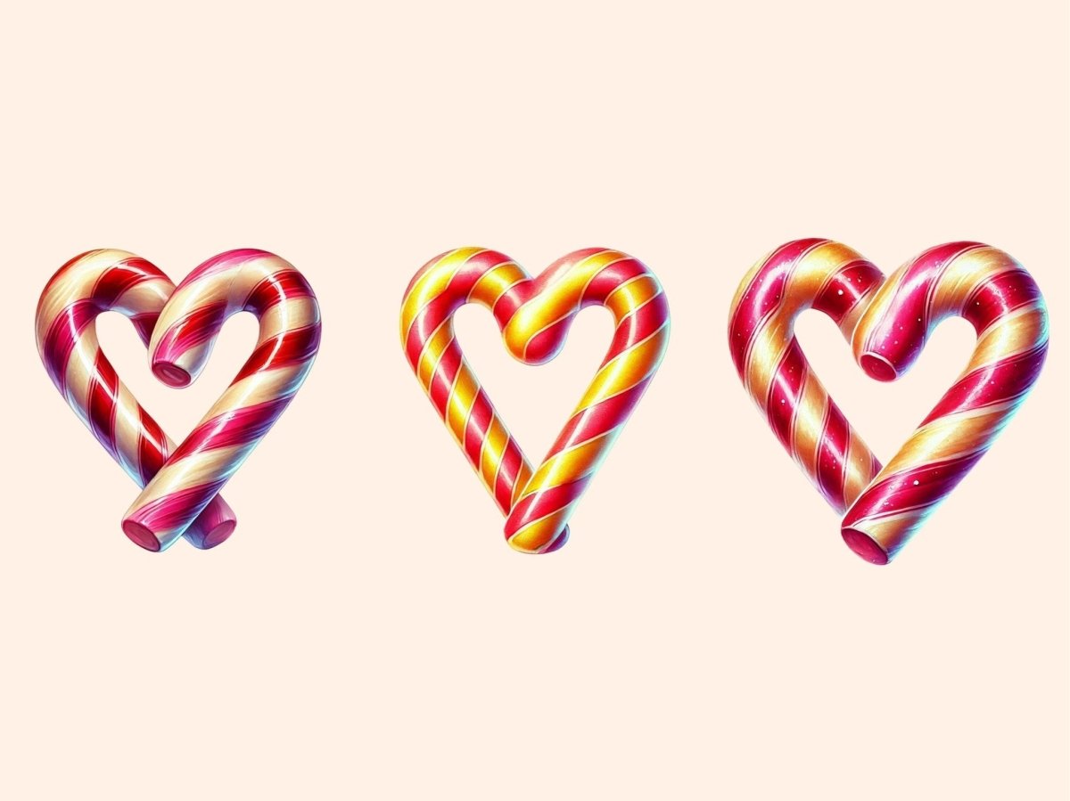 Heart Candy Canes Clipart candy cane clipart candy printables christmas candy png - WondersArtist