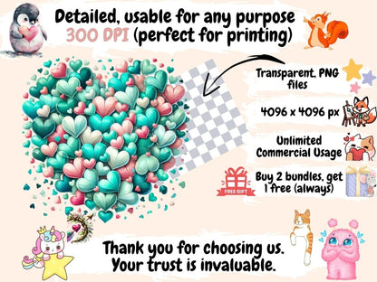 Heart Confetti Clipart Colorful Heart PNG - Wonders Artist