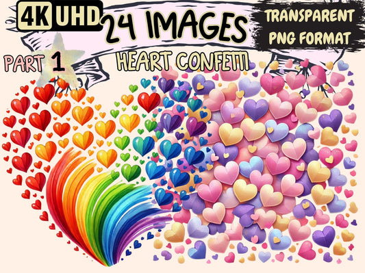 Heart Confetti Clipart - High - Quality Instant Digital Download for Creative Projects