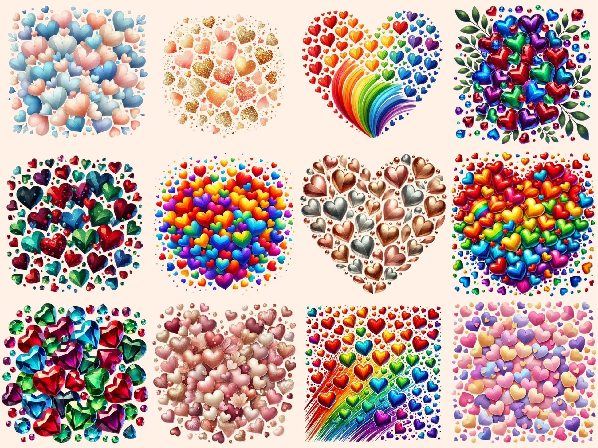 Heart Confetti Clipart - High - Quality Instant Digital Download for Creative Projects