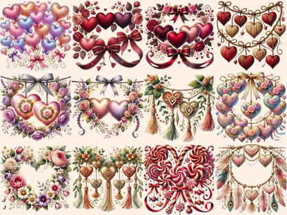 Heart Garlands Clipart Festive Heart Design - Wonders Artist