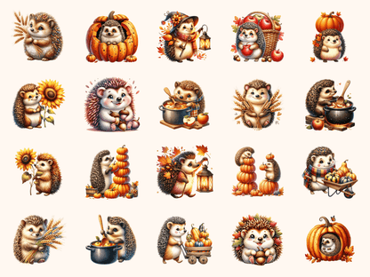 Hedgehog Harvest Clipart All Bundles Clipart Line Art - WondersArtist