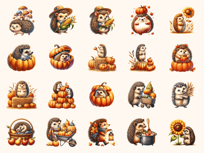 Hedgehog Harvest Clipart All Bundles Clipart Line Art - WondersArtist