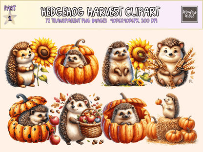 Hedgehog Harvest Clipart All Bundles Clipart Line Art - WondersArtist