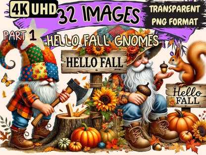 Hello Fall Gnomes Clipart autumn gnome clipart - Wonders Artist