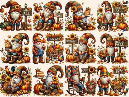 Hello Fall Gnomes Clipart autumn gnome clipart - Wonders Artist