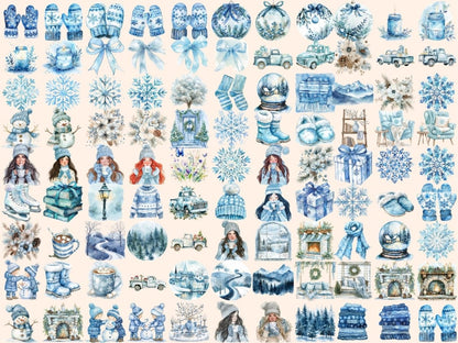 Hello Winter Watercolor Clipart Frosty Graphics - Wonders Artist