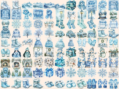 Hello Winter Watercolor Clipart Frosty Graphics - Wonders Artist