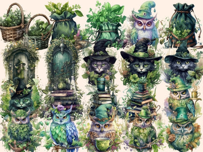 Herbal Witches Watercolor Clipart fantasy clipart - Wonders Artist