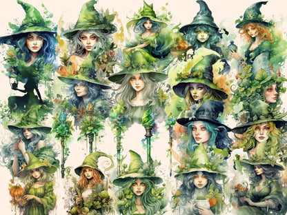 Herbal Witches Watercolor Clipart fantasy clipart - Wonders Artist