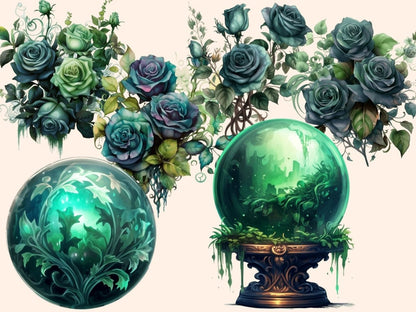 Herbal Witches Watercolor Clipart fantasy clipart - Wonders Artist