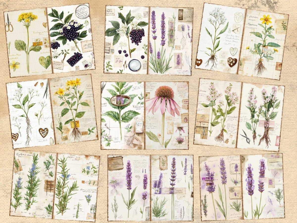 Herbarium Journal Pages (P2) - High - Quality Instant Digital Download for Creative Projects
